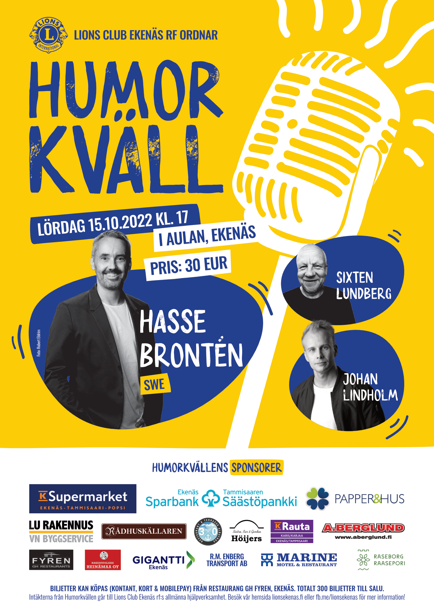 Lions Club Ekenäs rf Humorkväll affisch